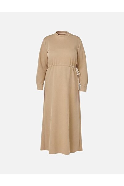 Kayra Patterned Relaxed Fit Dress Beige