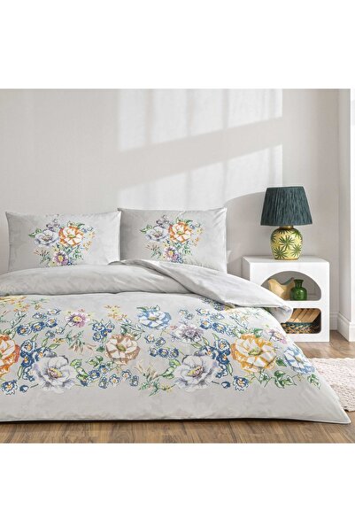 Taç Gray Crown Fiora Ranforce Double Duvet Cover Set
