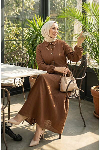 sefamerve Buttoned Vest Dress Double Suit 2119-03 Brown