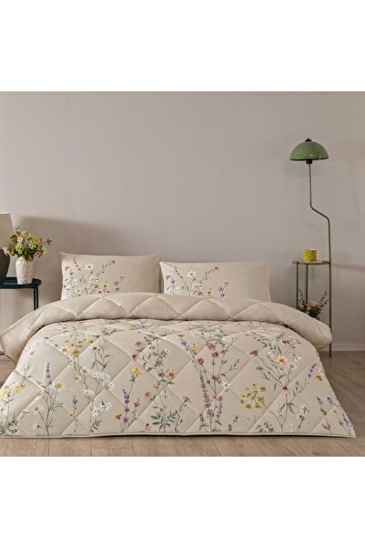 Taç Lunel Ranforce Double Quilt Set Beige