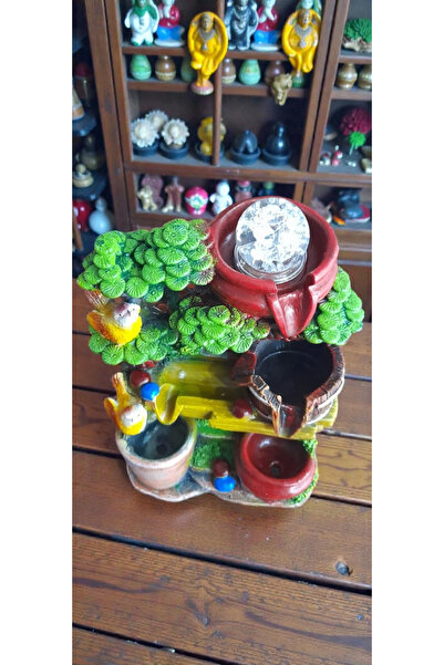 hediye Su Değirmeni Dekoratif Led Işıklı Şelale Biblo Hediyelik Doğa Temalı