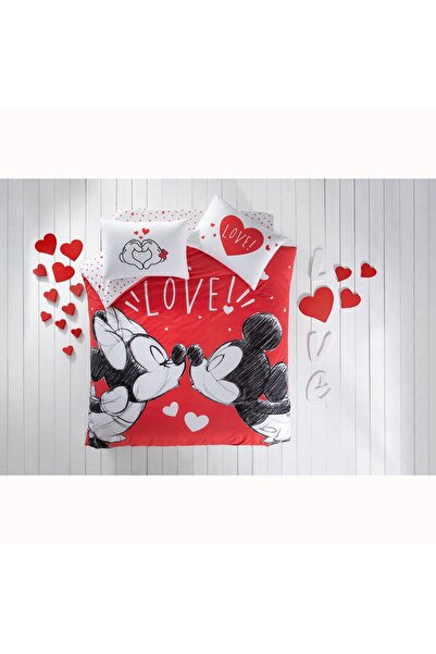 Taç Disney Minnie Mickey Lovely Pamuk Lisanslı Nevresim Takımı