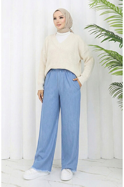 sefamerve Elastic Waist Jeans 5827-01 Light Blue