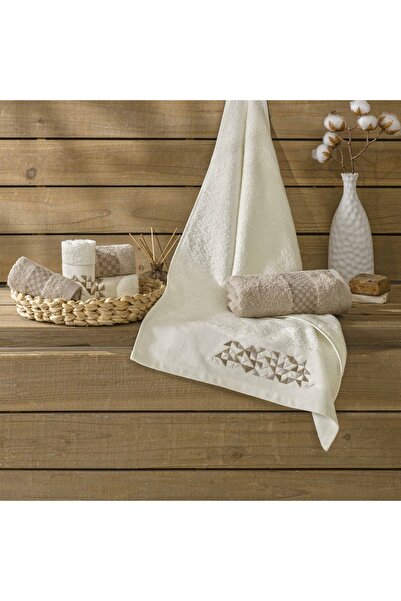 Taç Lume 6-Piece Cotton Towel Set Cream Camel