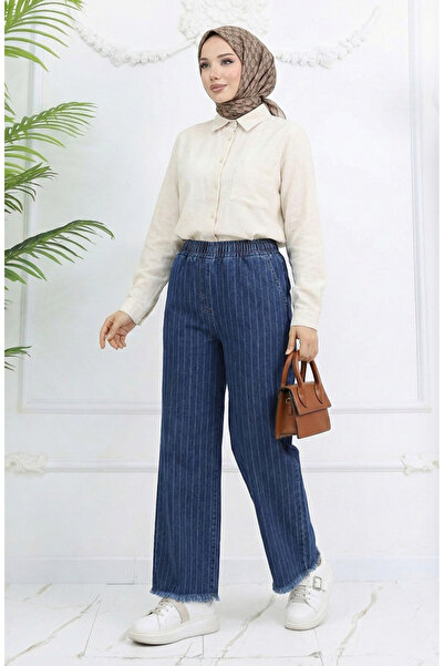 sefamerve Blaue Jeans – elastische Taille, Modell 1793B-01