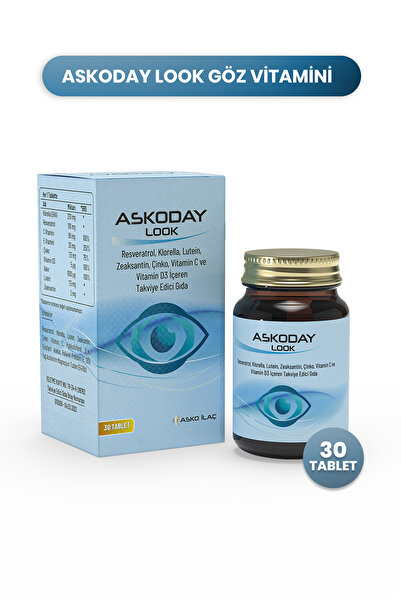 ASKODAY Look - Chlorella (Klorella), Resveratrol, Lutein ve Vitaminler İçeren Göz Sağlığı Takviyesi