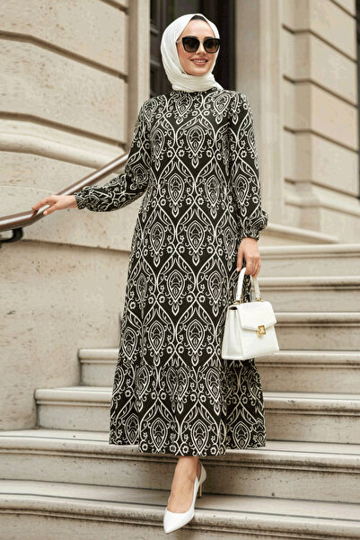 Neva Style Φόρεμα Μαύρο Τζιλάτσα με σχέδιο 2297S