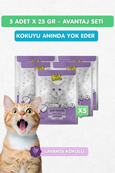 Quik 5li Set - Kedi Kumu Koku Giderici Lavanta Kokulu 25gr x 5
