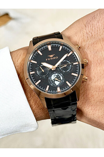 FERRO Siyah Çelik Kordon Erkek Kol Saati FM11215A-R