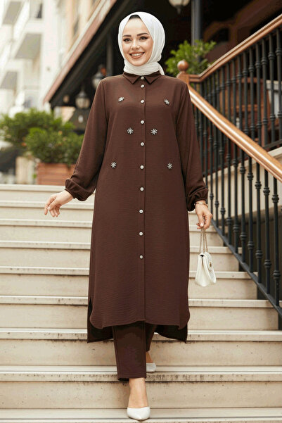 Neva Style Двукомпонентен комплект с капси в кафяво 12082KH