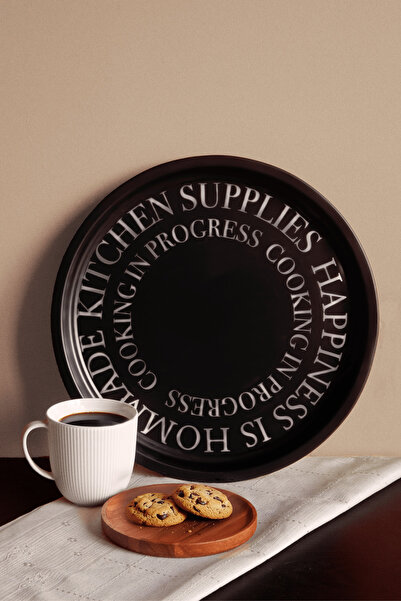 Sarkap Home Dekoratif Metal Tepsi - Siyah & Beyaz