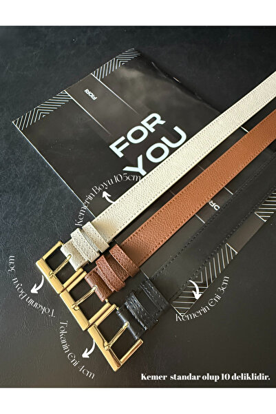 Fiori 3-Piece Square Gold Buckle Women's Trouser Belt, Coat Belt, Shirt Belt, Dress Belt