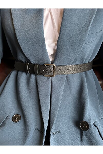 LİA KEMER Loyal Curea cu cataramă argintie pentru femei, cu model dreptunghiu...