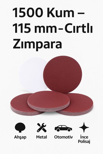 Genel Markalar 115 mm 1500 Kum Yuvarlak Cırtlı Zımpara – 10 Adet | İnce Yüzey...