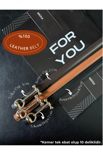 Fiori Curea subțire pentru femei, cu cataramă lungă, cu design din piele natu...