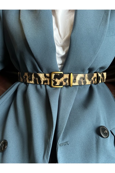 LİA KEMER حزام نسائي بنمط بيضاوي مستطيل صلب، حزام عتيق بمشبك، حزام للسترة، حز...