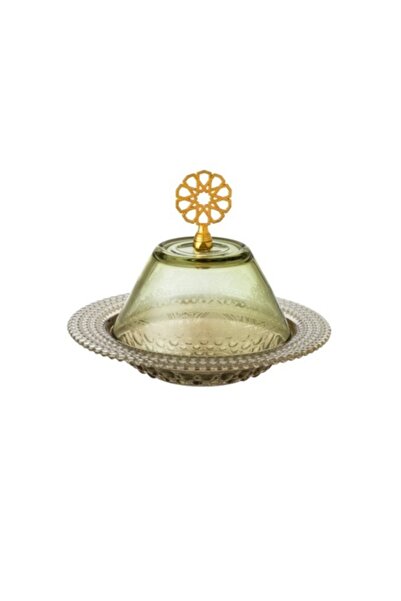 HIC وعاء تمر زجاجي تركي مع غطاء 17.5 سم