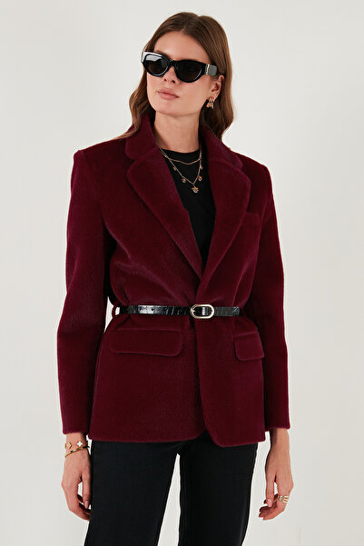 Lela Regular Fit Lined Belt Detailed Plush Textured Jacket Jacket 6839490