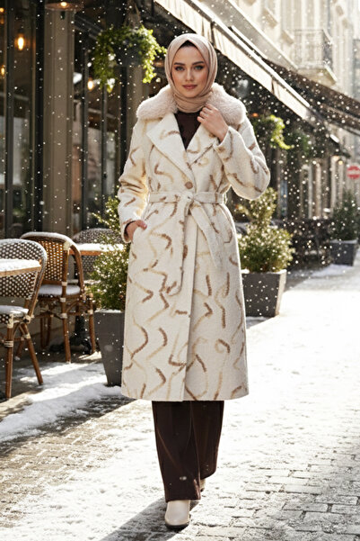 Lale Butik معطف بوكلت نسائي بتفاصيل مزخرفة بالترتر 6327 إكرو