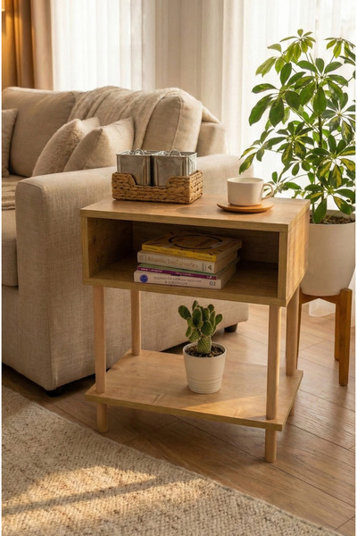 PEKA Yan Sehpa - Salon - Oturma Odası Zigon Sehpa - Safir Meşe