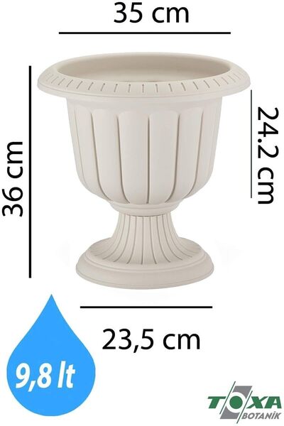 ToXA 35cm Kırık Beyaz Renk Saksı Ayaklı Plastik Nergiz Saksı No1