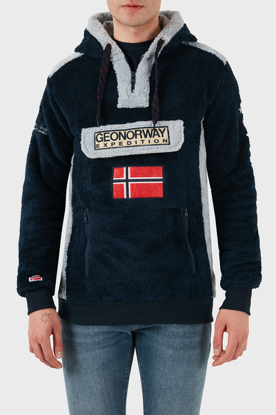 Norway Geographical Hooded Half Zippered Outdoor Polar Sweat Men's Sweat Gymclasssherco