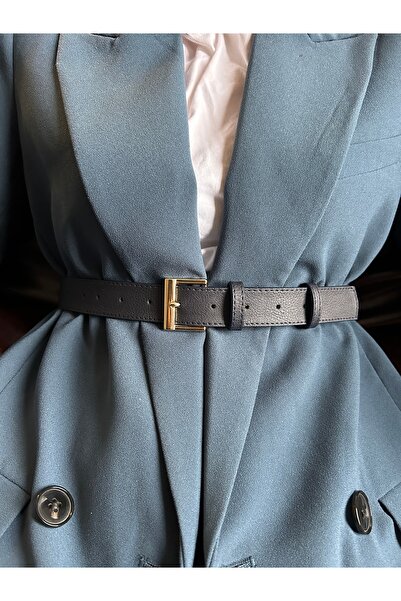 LİA KEMER Lyric Square Patterned Women Gold Buckle Belt Curea pentru haine Cu...