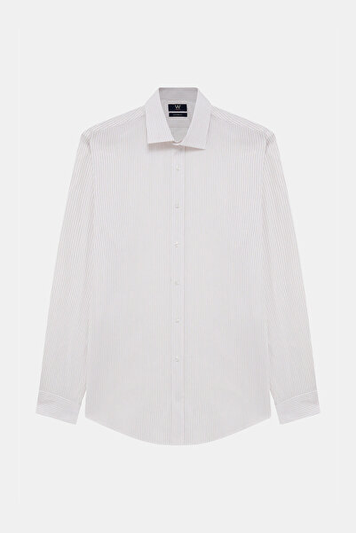W Collection قميص أبيض مخطط بأكمام طويلة