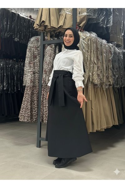 QUBERZ bondid kuşaklı kloş etek