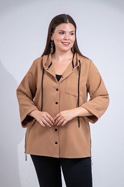 Roxxlen 1212090 Jachetă pentru femei cu glugă cu fermoar lateral, mărime mare...