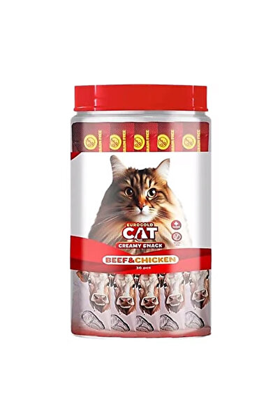 EuroGold Cat Sıvı Kedi Ödülü Dana Etli ve Tavuklu 30x15 Gr