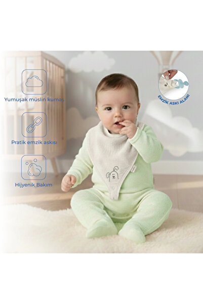 Babyjem Emzik Askılı Müslin Önlük 837 Ekru