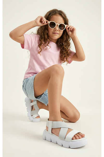 Moda Lime Girl's Thick Sole Open Front Wedge Heeled Comfortable Flexible Easy...