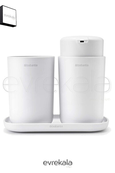 Brabantia Evrekala Shop Soap Dish - Θήκη οδοντόβουρτσας - Δίσκος Σετ μπάνιου 3 τεμαχίων Νέα Σειρά Λευκό