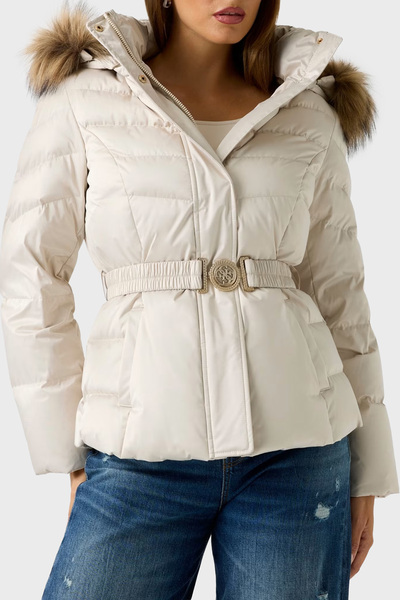 Guess Marina Regular Fit Detachable Hood Belted Coat W5Bl31W2802 Coat W5Bl31 ...