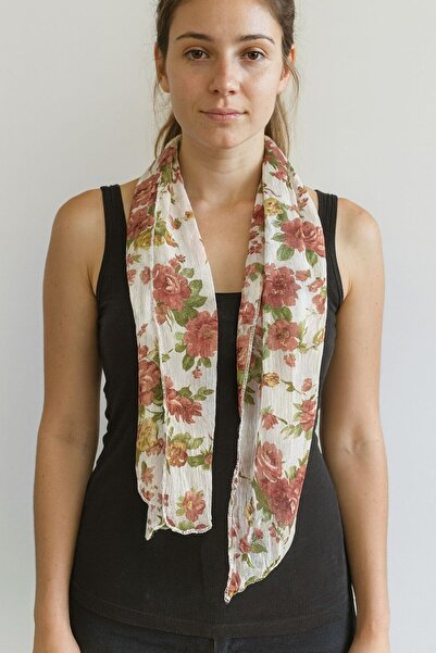 Gönülden Tasarım 120X14 Cm Eșarfă etnică pentru femei din șifon cu flori MARO