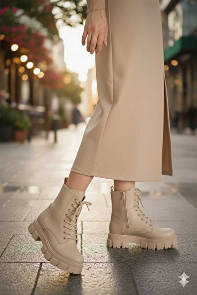 Nubbock Жіночі бежеві шкіряні боти з вовняною підкладкою та блискавкою NK0204