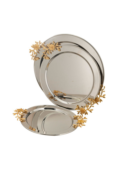 ALSAIF طقم صواني تقديم من 3 قطع، تصميم عصري وأنيق يضفي لمسة مميزة على أي مساح...