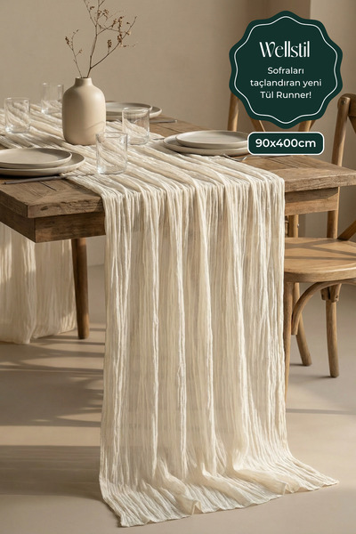 Wellstil Nuvé | 100% бавовняна тюлева скатертина, богемська, весільна, для ор...