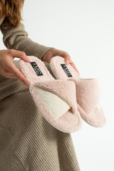 Moda Devrin Papuci de casă cu talpă cusută de iarnă, cu talpă silențioasă, din pluș (talpa este îngroșată)