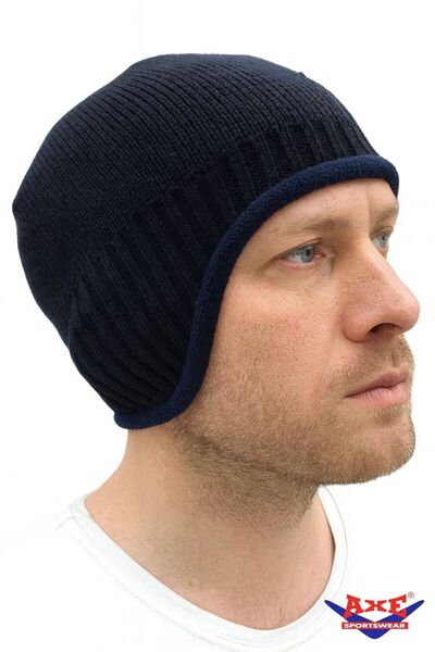 AXE SPORTSWEAR Beretă de iarnă bleumarin cu căptușeală din lână și căști pent...