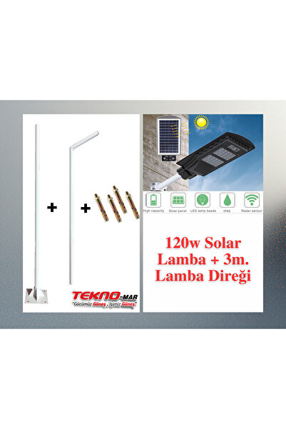 TEKNO SOLAR Güneş Enerjili Bahçe Aydınlatma Direği+40w Solar Sokak Lambası
