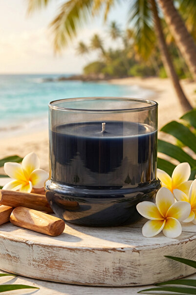 Marrien Hawaii Sandal Kokulu Mum 260 g – Mantar Desenli Şeffaf Füme Cam Bardak