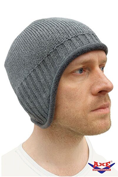 AXE SPORTSWEAR Beretă de iarnă gri, căptușită cu lână, cu căști