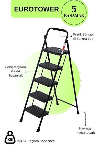 KAREN BANYO Eurotower 5 basamak Özel Tasarım Geniş Basamaklı Siyah Merdiven