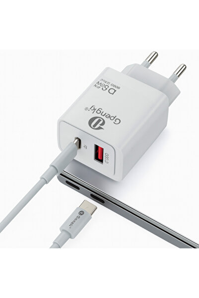 Gpengkj Incarcator Telefon si Laptop 35W, 2 Porturi USB - USB A + Type-C, Cablu 2m, Alb