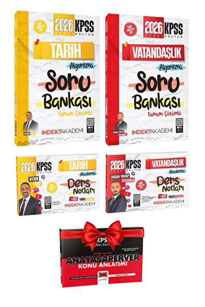 İndeks Akademi Aydın Yüce|2026 KPSS Tarih Soru Bankası+Ders Notları+Emrah Vah...