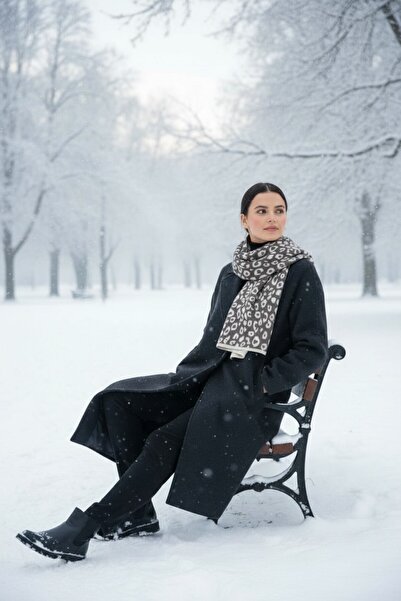 Onur Eșarfă - Eșarfă de iarnă cu model leopard pentru gât, țesătură groasă de calitate, produs cu gramaj, față-verso