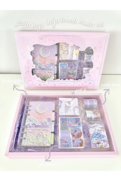 Genel Markalar Yağlı Boya Doğa Temalı Mor Dopdolu Muhteşem Binder Defter Hedi...