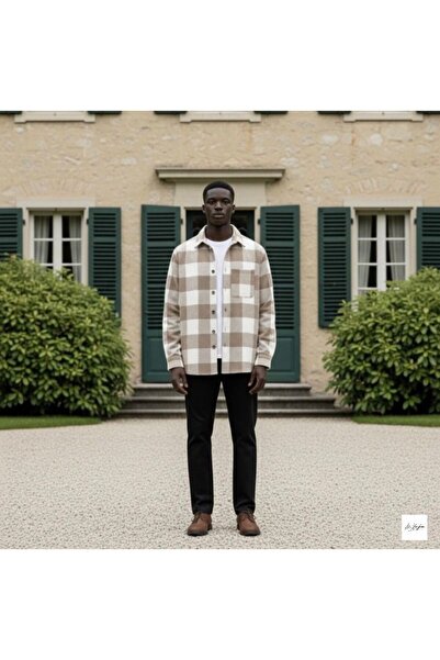 BYHAN Ali Beyhan Bej Oduncu Erkek Gömleği – Cepli, Kışlık Uzun Kol Sade ve Pr...